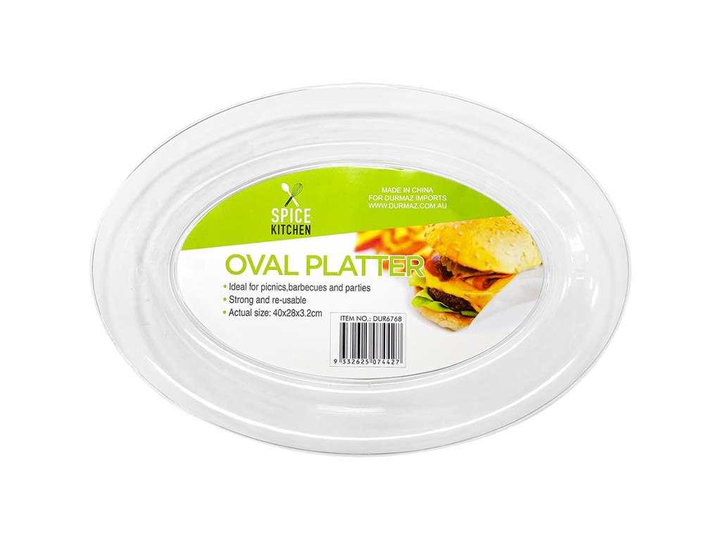 Transparent Plastic Platter - Oval - 40CM x 28CM (D)