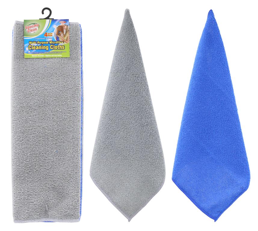 4PK Microfibre Cleaning Cloths - 30CM x 30CM