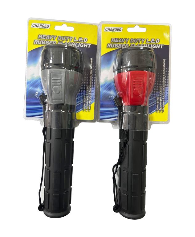 Heavy Duty Rubber L.E.D Flashlight - Jumbo Size (D)