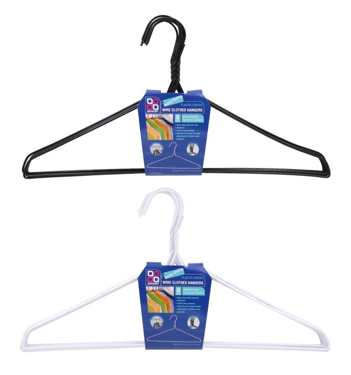 8PK Coated Wire Adult Clothes Hangers