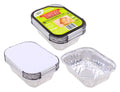 10PK (475ML) Foil Containers W/Lids - 155MM x 120MM x 50MM