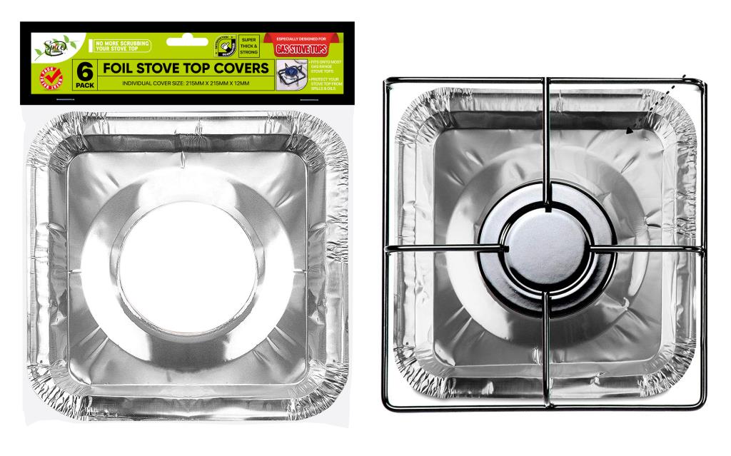 6PK Foil Stove Top Covers - 215MM x 215MM x 12MM