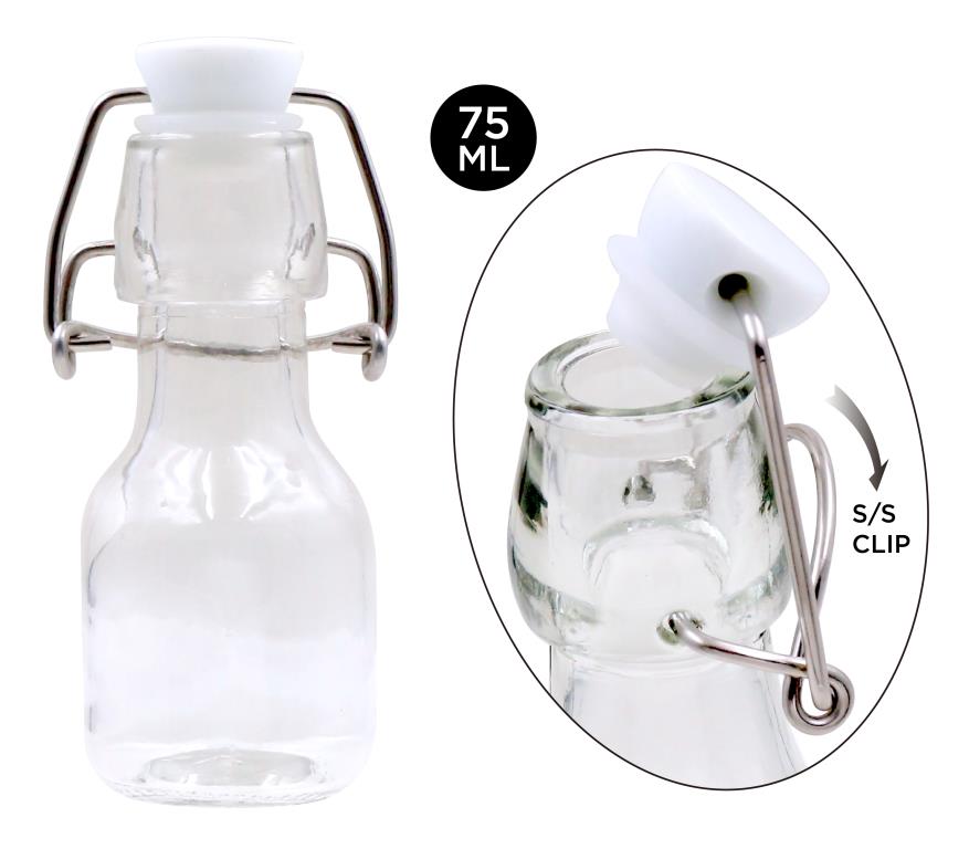 Mini Glass Square Series Clip Top Bottle-75ML