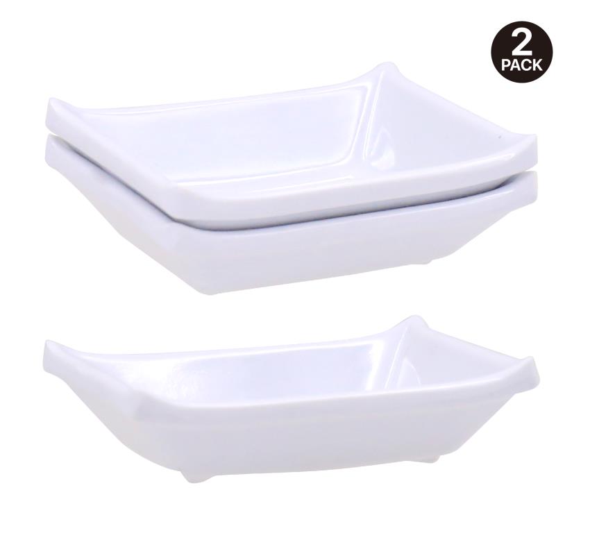 2PK White Melamine Rectangular Series Sauce Dishes