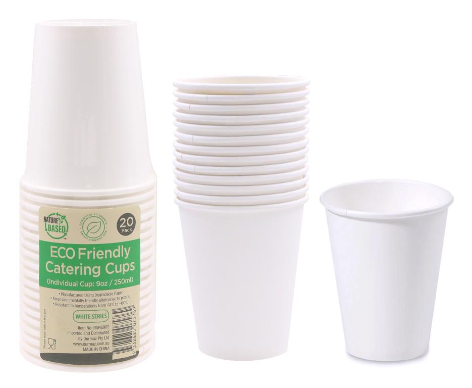 20PK ECO 250ML Paper Cups-White Series