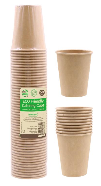 50PK ECO 250ML Paper Cups-Brown Series