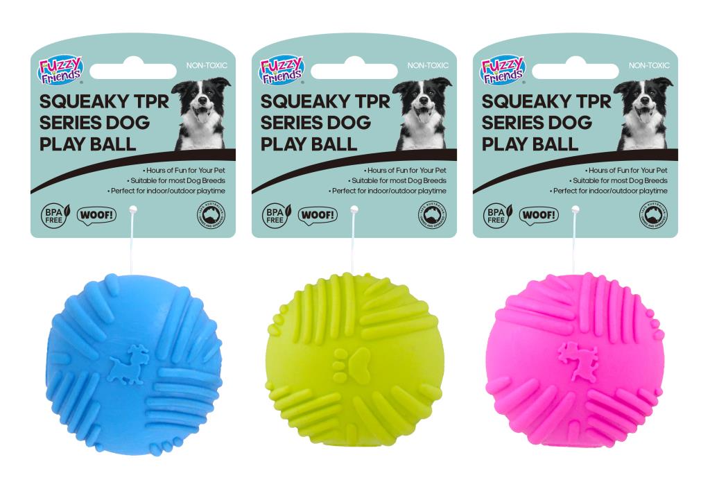 Squeaky TPR Pet Play Ball- 6.5CM - Stripe Decal Series