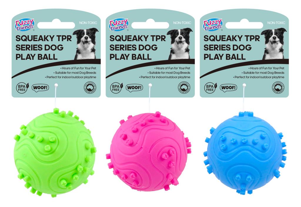 Squeaky TPR Pet Play Ball- 6.5CM - Dog Face Decal Series