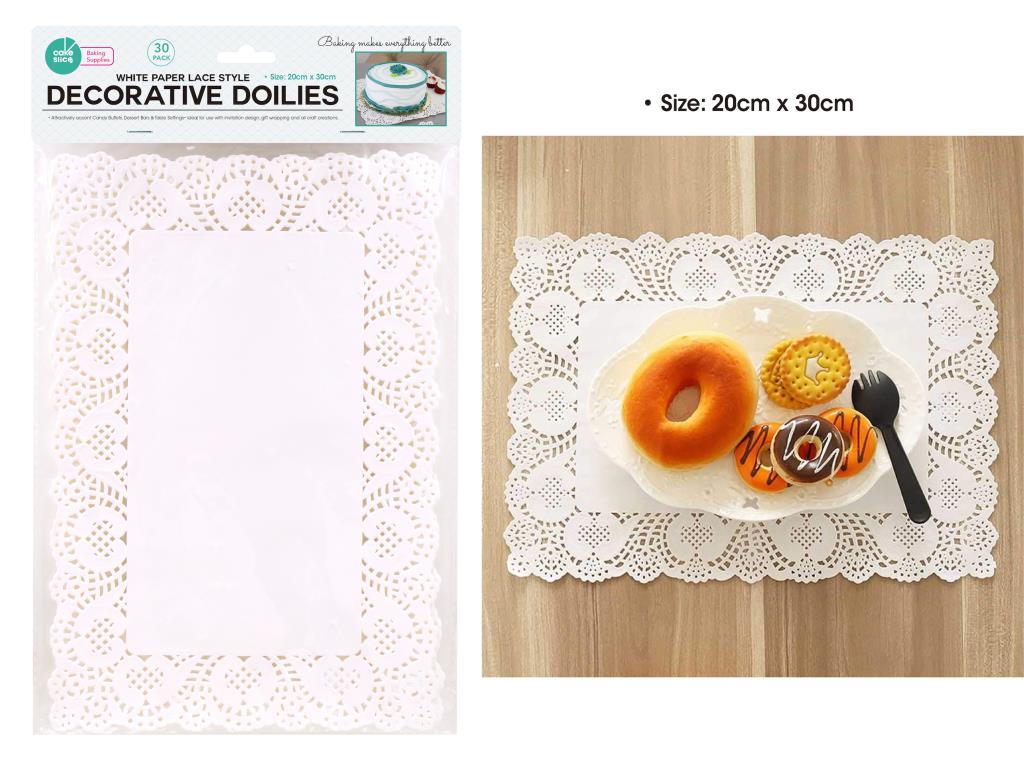 30PK White Paper Lace Sytle Decorative Doilies - 20CM x 30CM