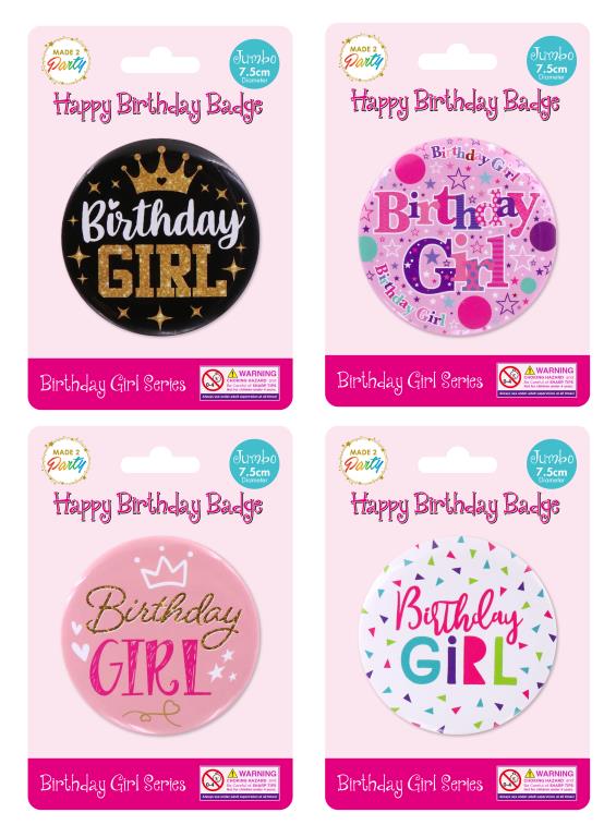 Happy Birthday Badges - Girl Series