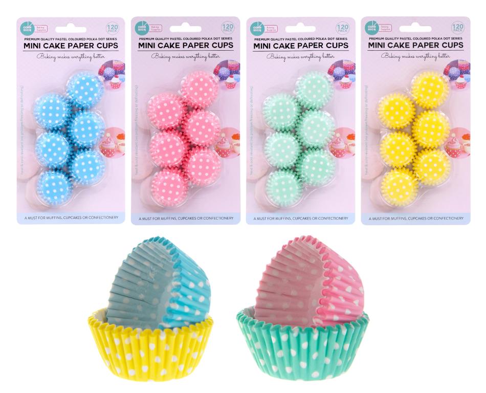120PK Mini Paper Cake Cups-Polka Dot Series