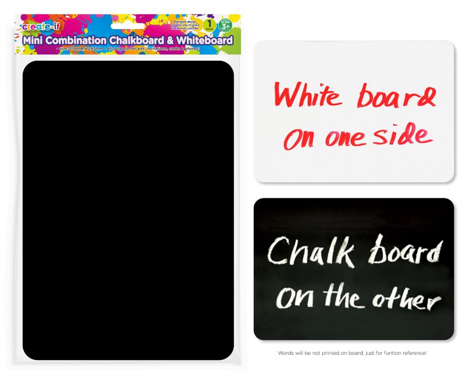 Mini Combination Chalkboard & Whiteboard-21CM X 29.7CM X 0.03CM