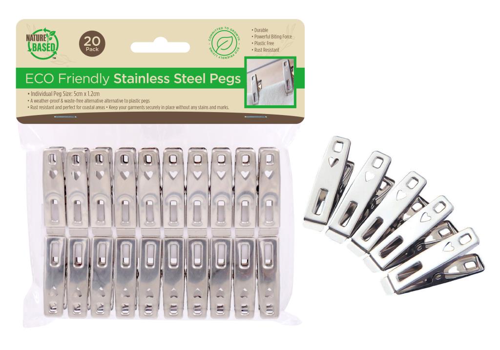 20PK Heavy Duty ECO Stainless Steel Clothes Pegs
