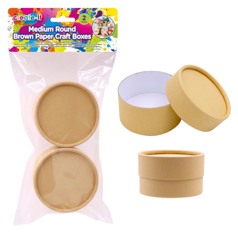 2PK Round Series Brown Gift Boxes