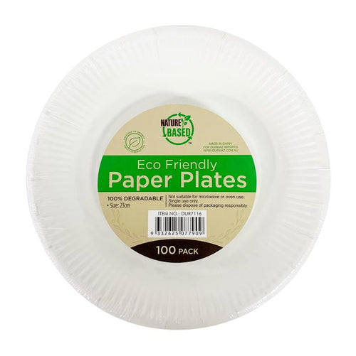 100PK ECO Friendly Paper Party Plates - 23CM