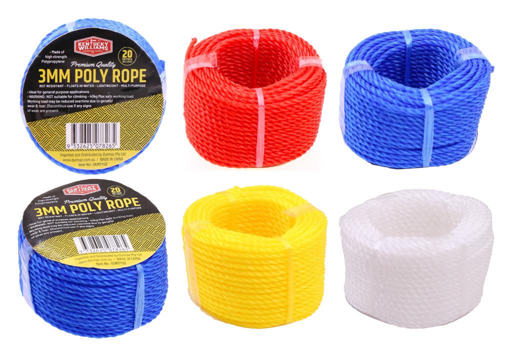 Heavy Duty Poly Rope - 3MM X 20 METRES