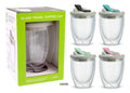 420ml reusable glass travel coffee cup in assorted colours, 14x9x9cm, for on-the-go use
