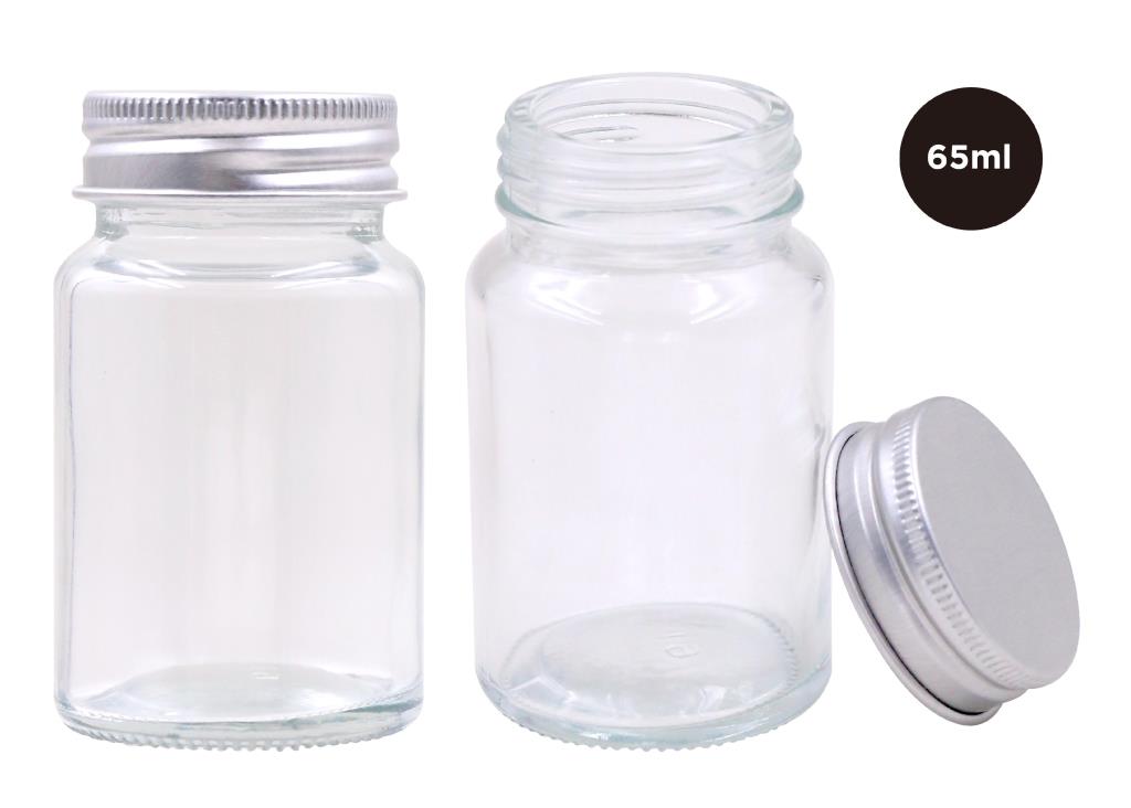50ML Screw Top Glass Jar W/Silver Lid