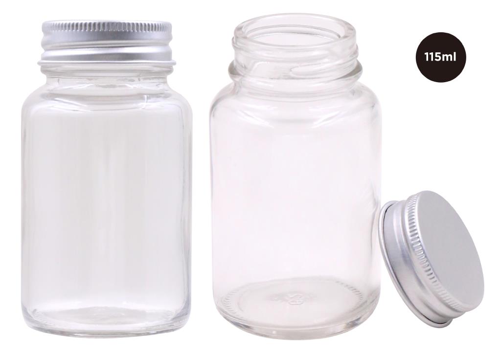 100ML Screw Top Glass Jar W/Silver Lid
