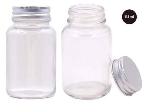 100ML Screw Top Glass Jar W/Silver Lid