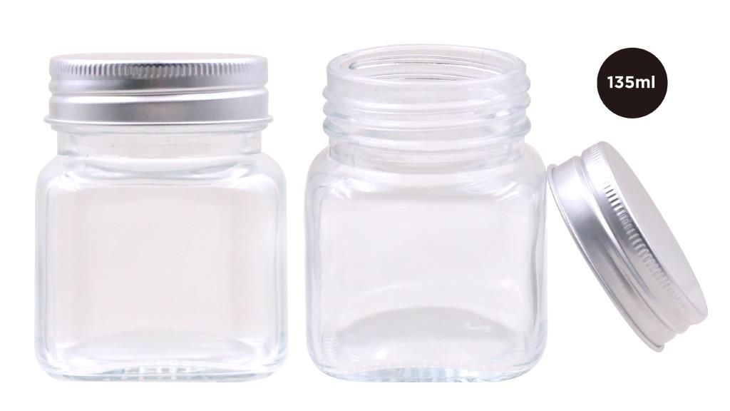 135ML Screw Top Glass Jar W/Silver Lid