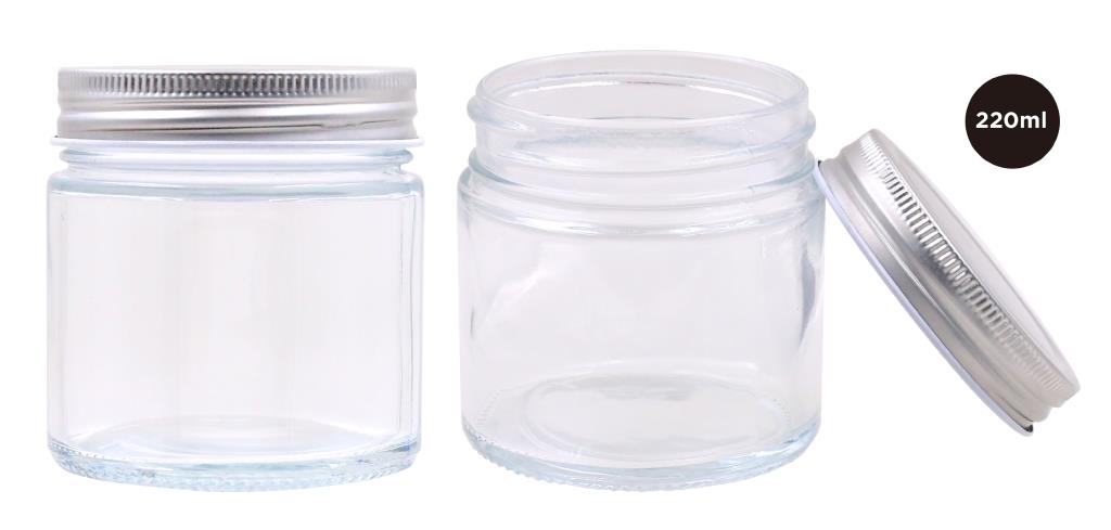 200ML Screw Top Glass Jar W/Silver Lid