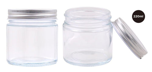 200ML Screw Top Glass Jar W/Silver Lid