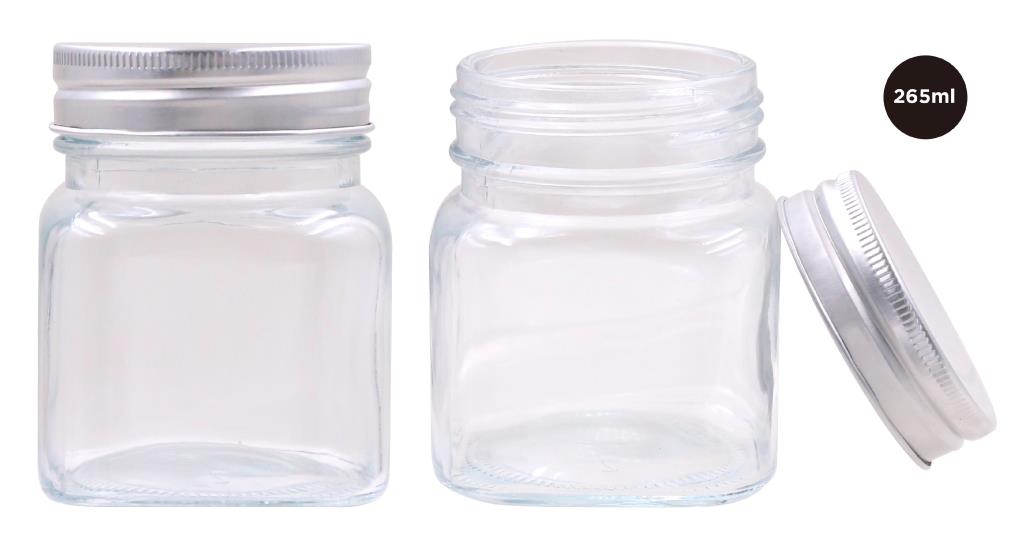 265ML Screw Top Glass Jar W/Silver Lid
