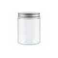 Clear 300ml glass jar with a silver screw lid, on a white background