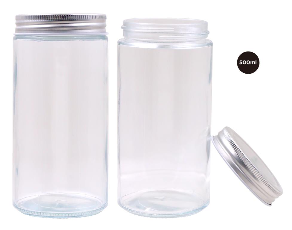 500ML Screw Top Glass Jar W/Silver Lid