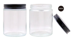300ML Screw Top Glass Jar W/Black Lid (D)