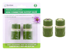 2PCE Garden Hose Connector W/ Stopper - Suit 12MM Hose (D)