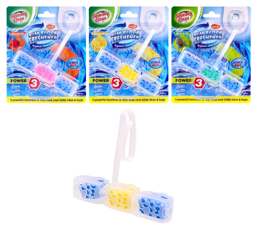 Toilet Rim Block Fresherners - 3 Section Series-Assorted Scents