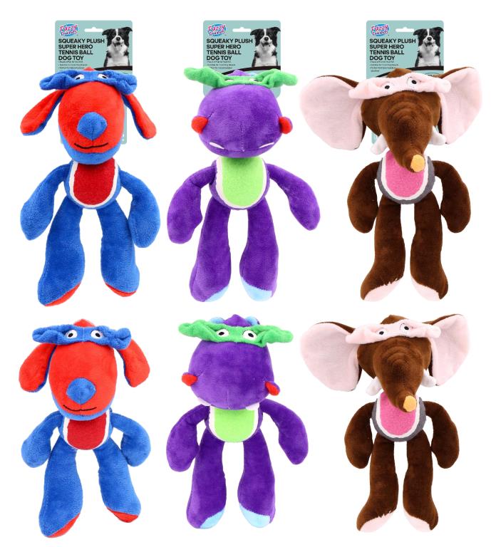 Plush Super Hero Tennis Ball Dog Toy
