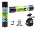 10PK  - 120LTR  Black Series Garbage Bags
