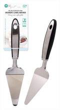 Deluxe stainless steel cake server slice lifter with black soft-grip handle, 27cm, dishwasher safe