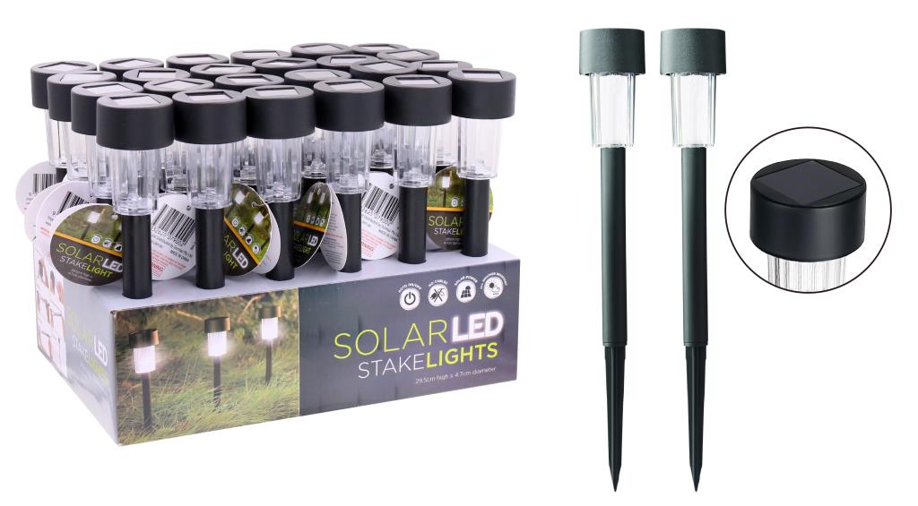 Solar Black Plastic Stake Light - PDQ Series