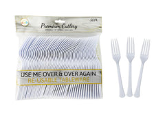 50PK Premium Re-usable Plastic Party Forks