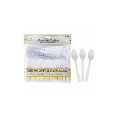 50PK Premium Re-usable Plastic Party Spoons
