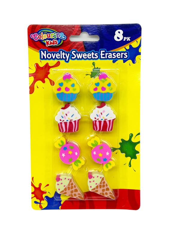 8PK Novelty Sweets Erasers