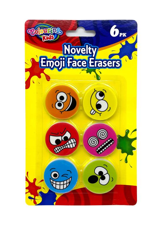 6PK Novelty Emoji Erasers