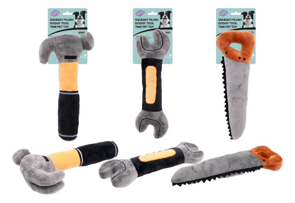 Squeaky Plush Doggy Tool Time Pet Toy