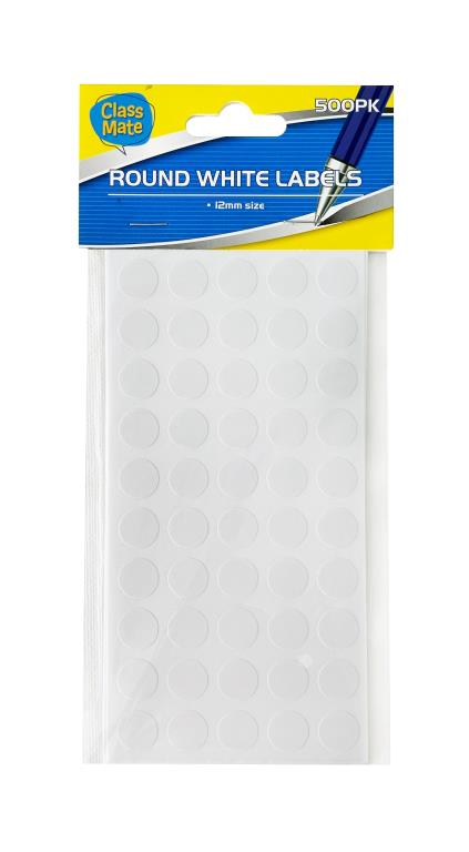 Round White Dot Labels - 500PK