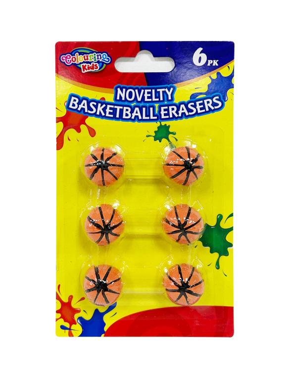 6PK Novelty Basketball Erasers  (D)