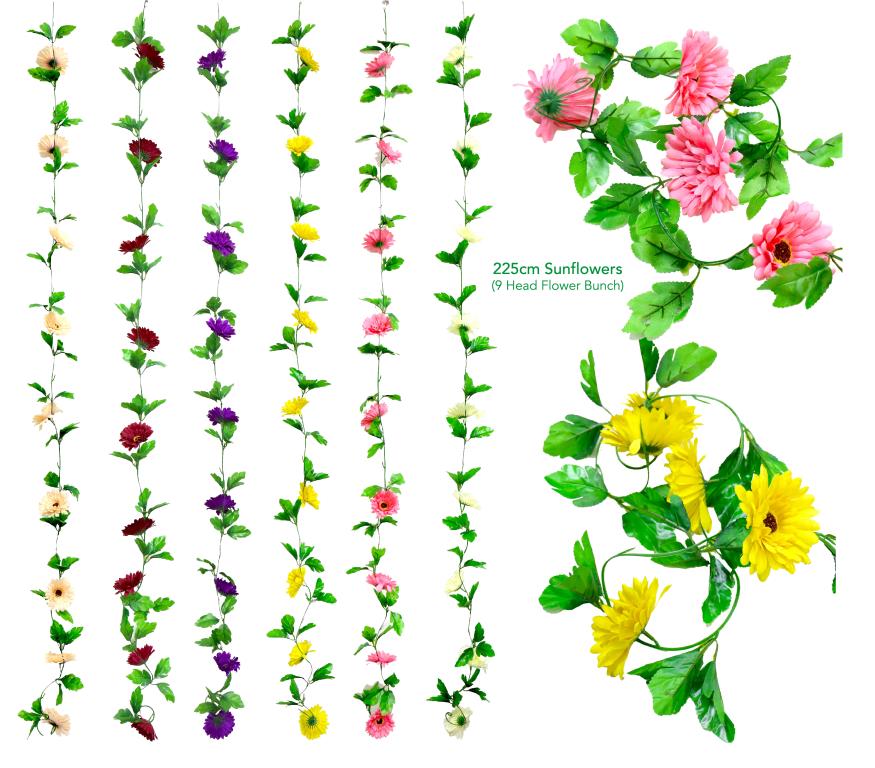Decorative Artificial Flowers - 225CM Sun Flower Garland