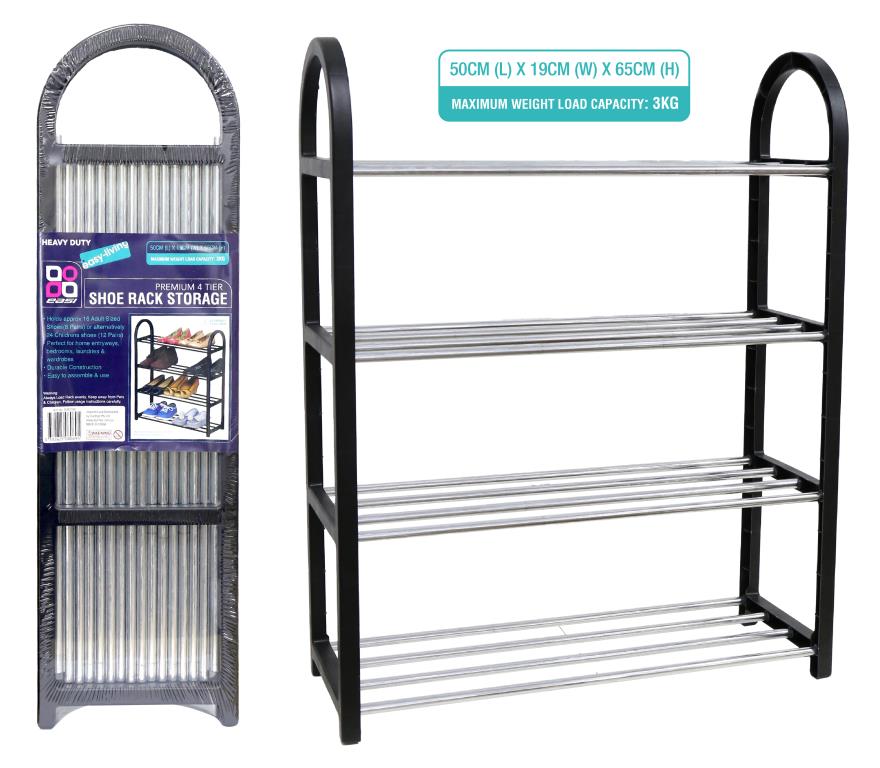 Premium 4 Tier Shoe Rack Storage - 50CM x 19CM x 68CM