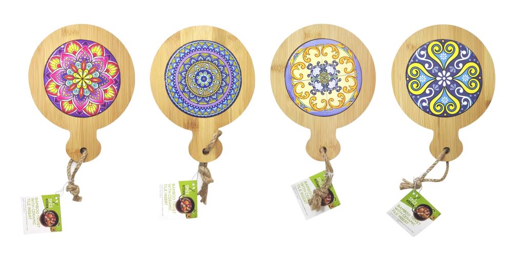Bamboo Trivet with Tile Insert - Round Series
