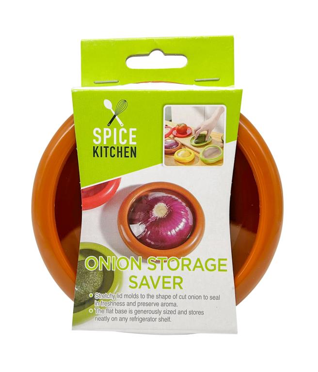 Onion Fresh Keeper reusable plastic container 12.5x12.5cm for storing cut onion halves in commercial kitchens