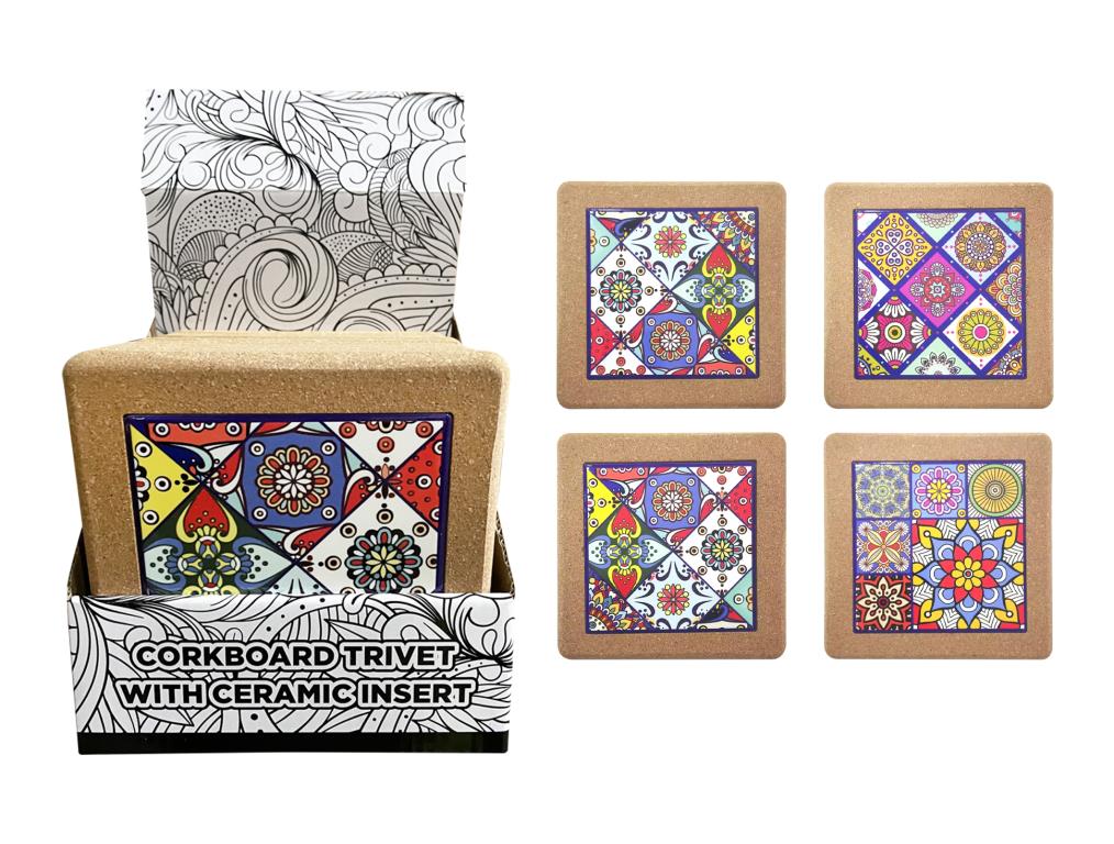 Corkboard Trivet with Tile Insert