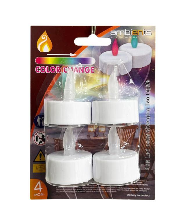 4PK Colour Changing Series L.E.D Tealights